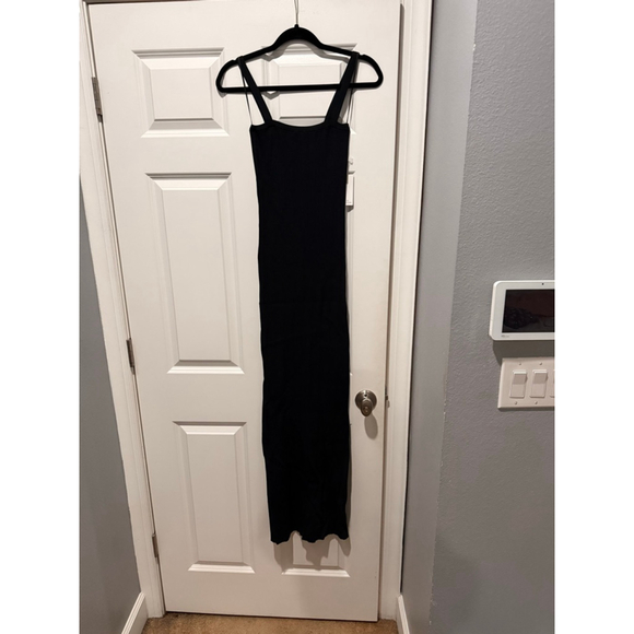 Women's GOOD AMERICAN Black Ribbed Square Neck Maxi Dress L - Picture 6 of 9
